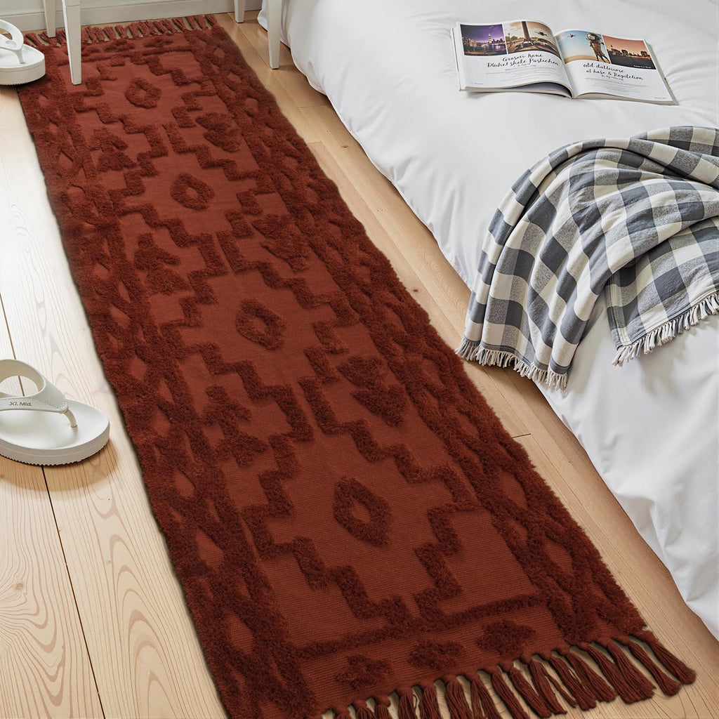 Boho Runners s, Washable Farmhouse Entryway Runner Rug, Cotton Tufted Bedroom Runner Rugs, Bohemian Tribal