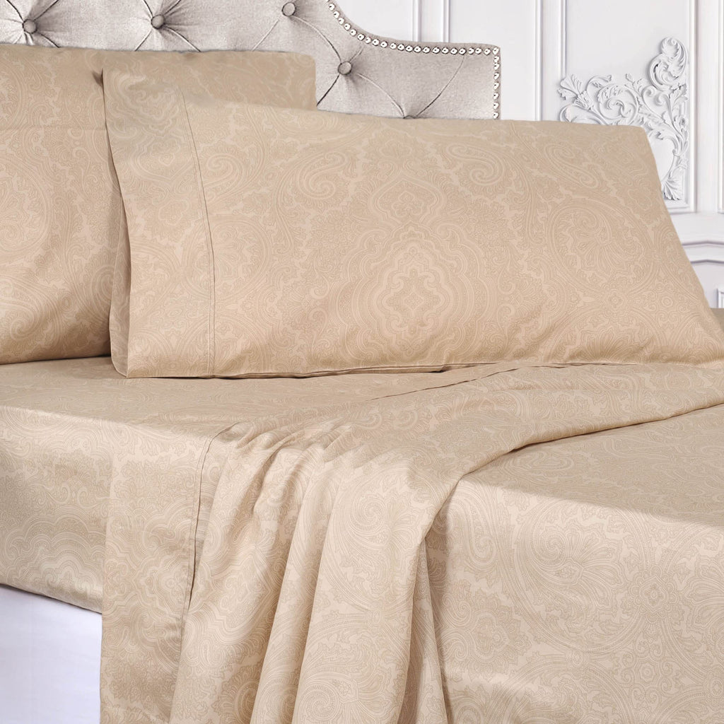 600 Thread Count Cotton Blend Bed Sheet Set, Includes 1 Fully Elastic Deep Pocket Fitted Sheet, 1 Flat Sheet, 1