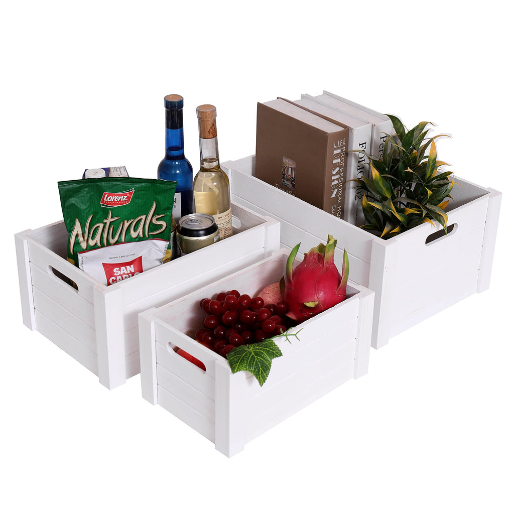 Farmhouse Modern White Wooden Crates For Storage