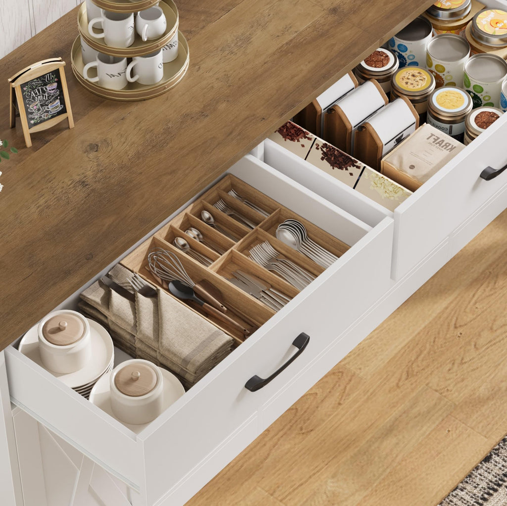 71"W Kitchen Buffet Cabinet with Storage, Large Coffee Bar Cabinet