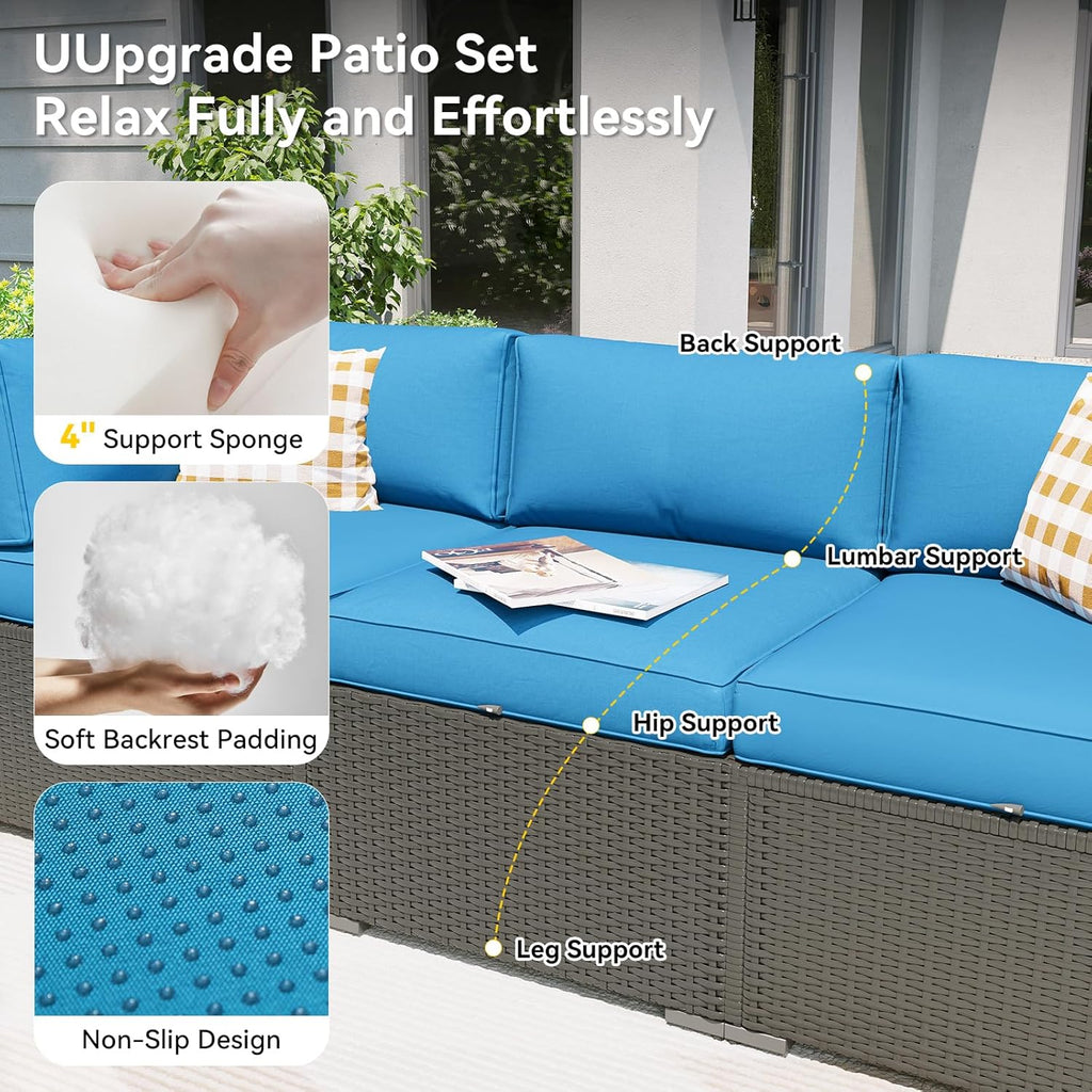 Aoxun Patio Furniture Set, 7 Piece Outdoor Sectional Sofas with Waterproof Cover