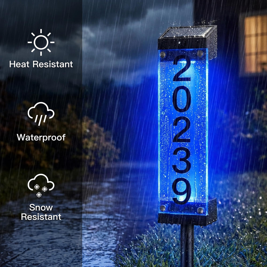 Solar House Numbers for Outside, Address Signs for Yard with Stake