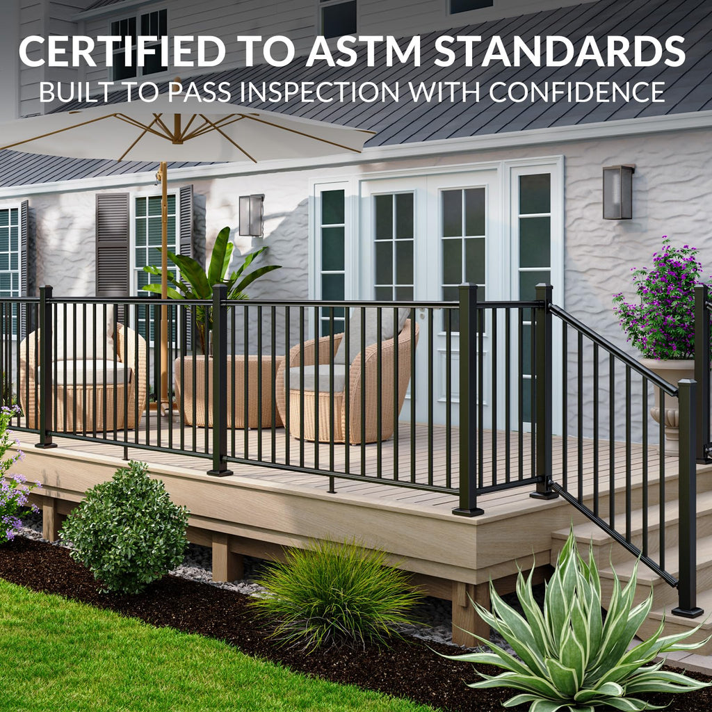 42 in x 6 ft Aluminum Porch and Deck Railing Kit with 2 Post