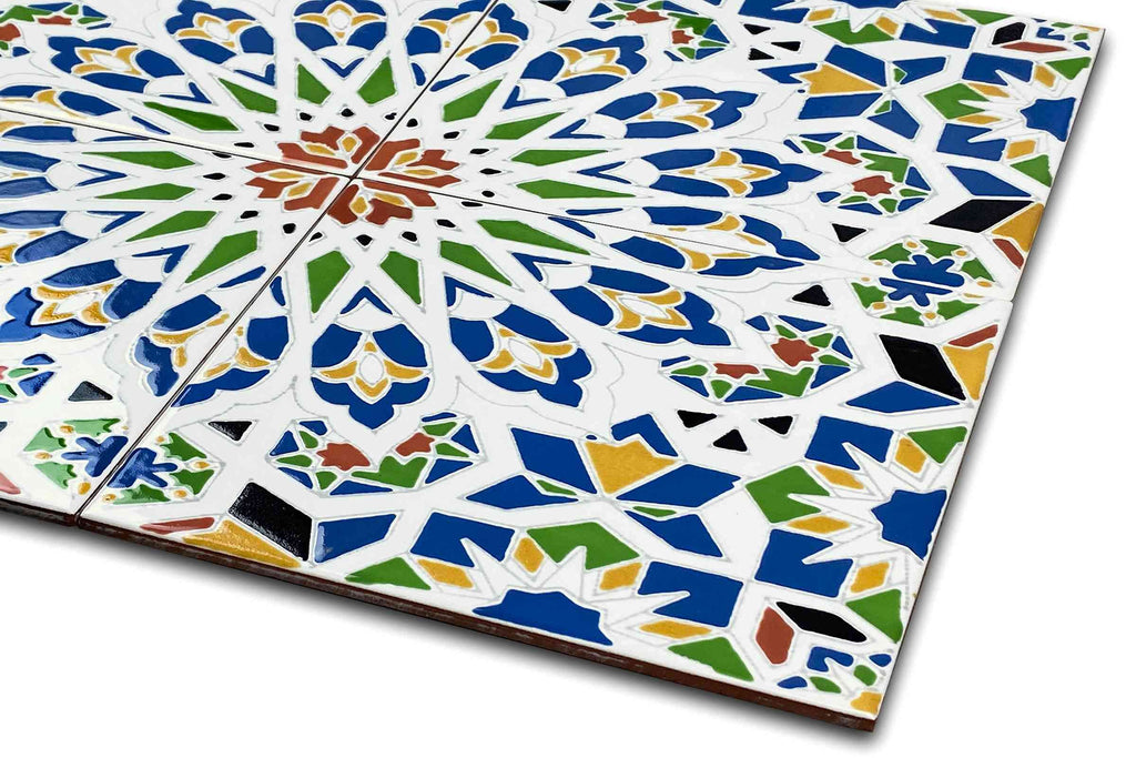 Ceramic Tiles 8x8 - Nazir by - Moroccan Mosaic Tiles backsplash | 12 Coloured Moroccan Wall Tiles 8x8 in Oriental