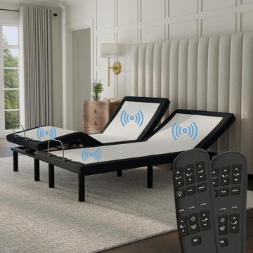 E4 Cal King Split Adjustable Bed Base Frame with Wireless Remote, Massage Motors, Anti-Snore, Zero Gravity, Dual USB
