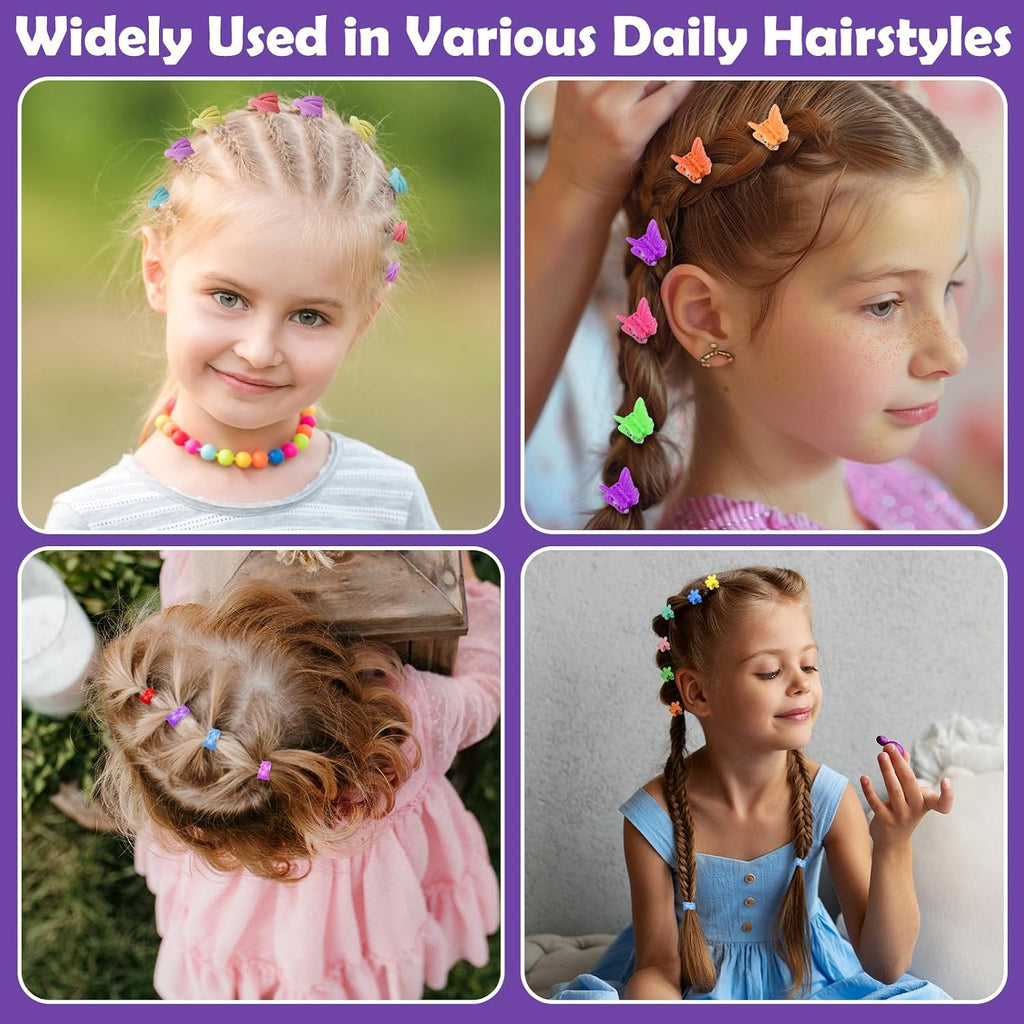 Hair Accessories for Girls, 2194 Pcs Colorful Elastic Hair Ties Set with Rubber Bands Butterfly Hair Clips Bobby Pins