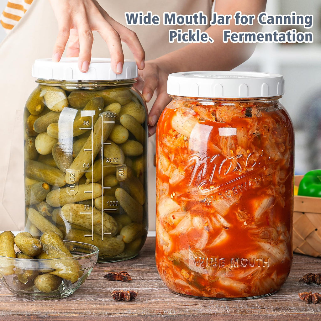 1 Gallon Large Mason Jars with Lid, Glass Flour Storage Containers, 128 OZ