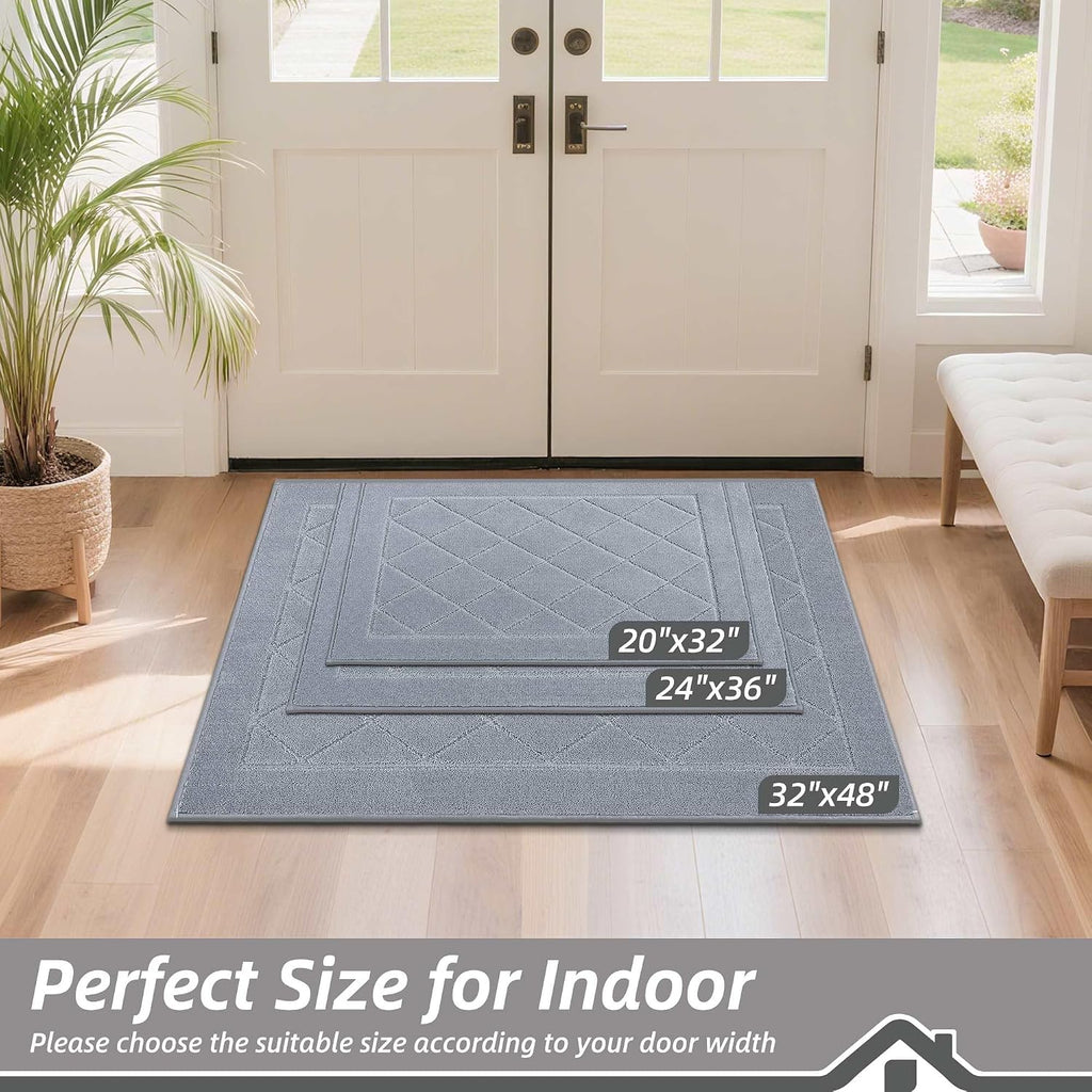 Dirt Trapper Door Mat 24" x 36", Doormat Non-Slip, Grey | Entryway Rugs Washable, Dog Door Mat Stain Resistant and