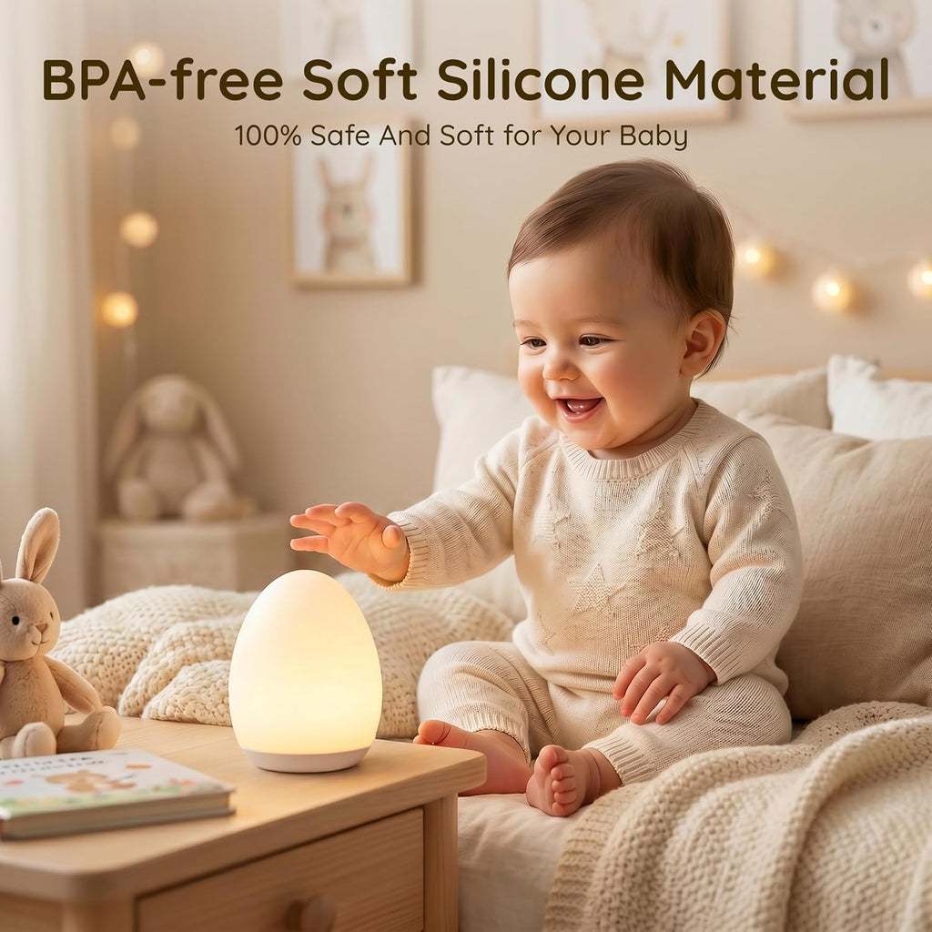 Egg Light, 7 RGB Colors, Dimmable Touch Control Night Light for Kids, White