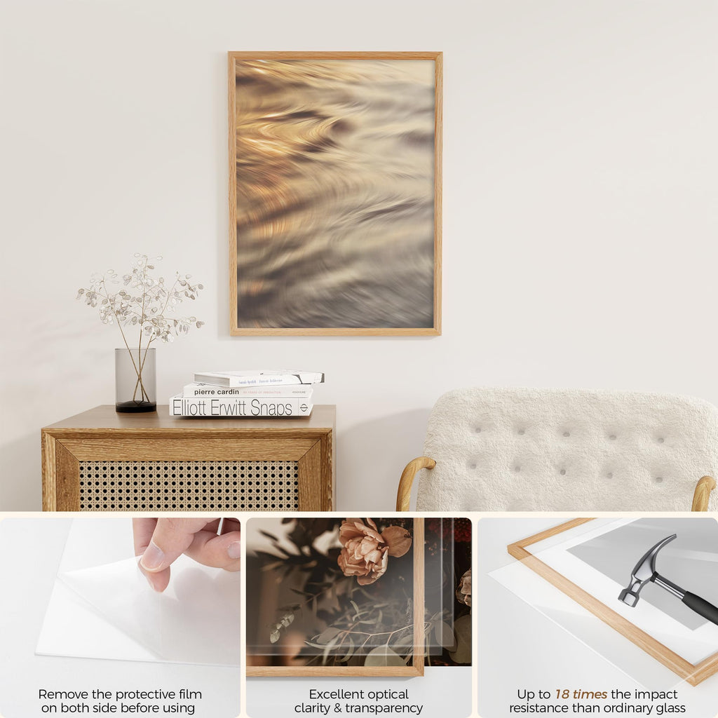 18x24 Poster Frame, Solid Oak Wood Poster Frames, Modern Photo Frame for Wall 18x24 with 16x20 Mat, High Definition