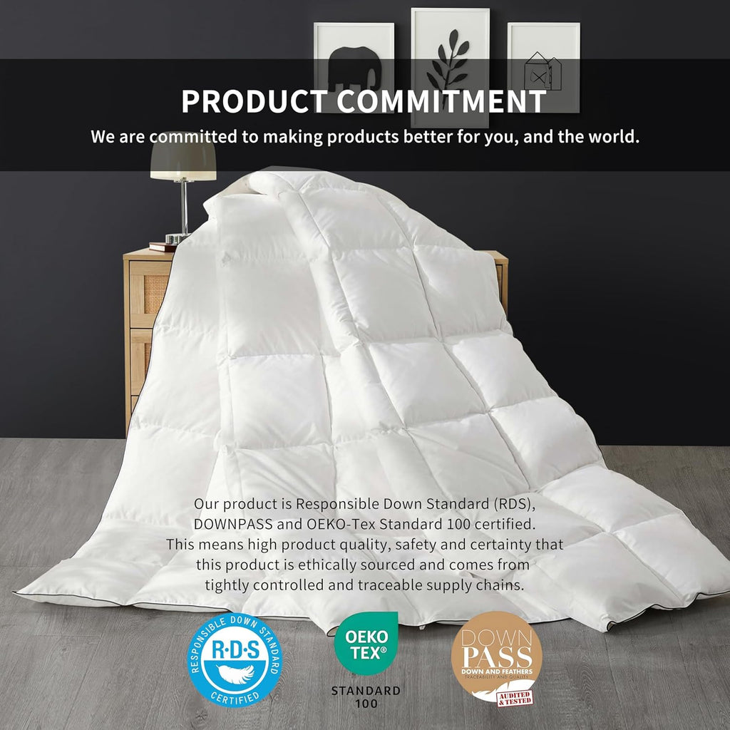 Feather Down Comforter Queen, All Season White Duvet Insert
