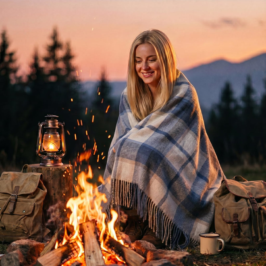 Pure Wool Throw Blanket Plaid Tartan Blankets 55x83 Inch, 1.5lb