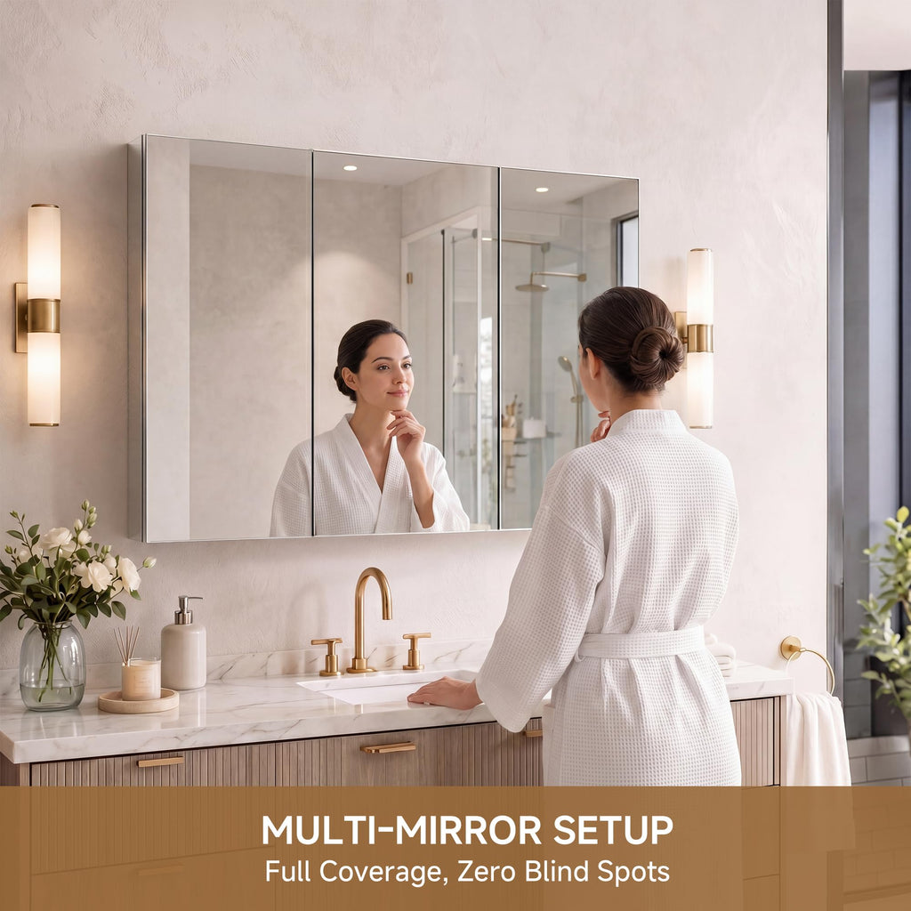 48" x 30" Bathroom Medicine Cabinet with Mirror, Recessed or Wall Mount