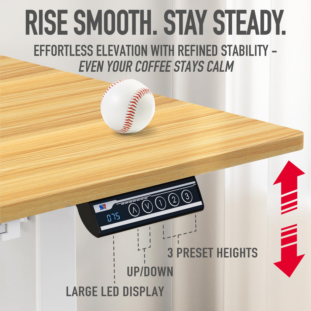 40-Inch Mobile Electric Height Adjustable Standing Desk w/Drawer, Oak