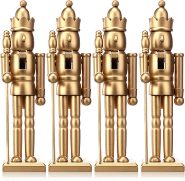 4 Pcs Christmas Nutcracker Figures 7 Inch Wooden Soldier,Gold