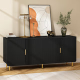 65" Fluted Sideboard Buffet Cabinet with Storage, Console Cabinet with 4 Doors & Adjustable Shelves