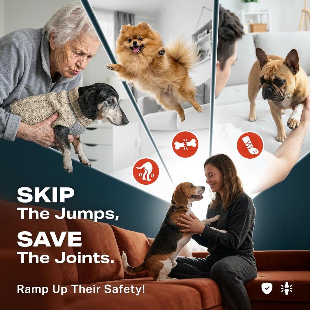 Adjustable Dog Ramp for Bed - Wooden Dog Ramp for Couch