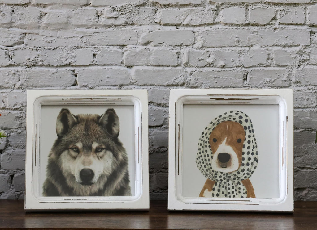 Picture Frames 6x6 Set of 2 Handmade Rustic Wood Frames with Hard Glass - 2 Pack Small Mini Cute Picture frames for