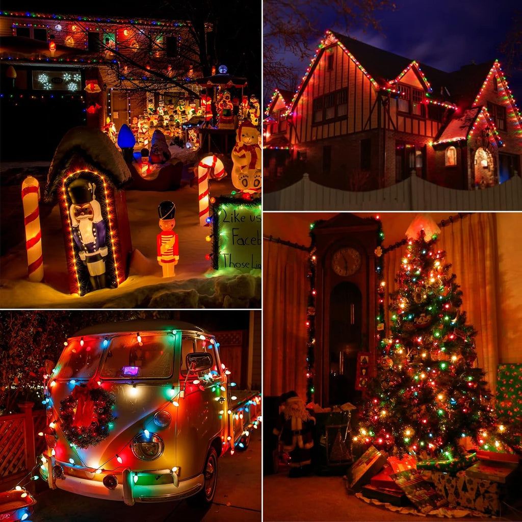Multicolor C7 LED Christmas String Lights Outdoor, 50FT 52 0.6W Bulbs