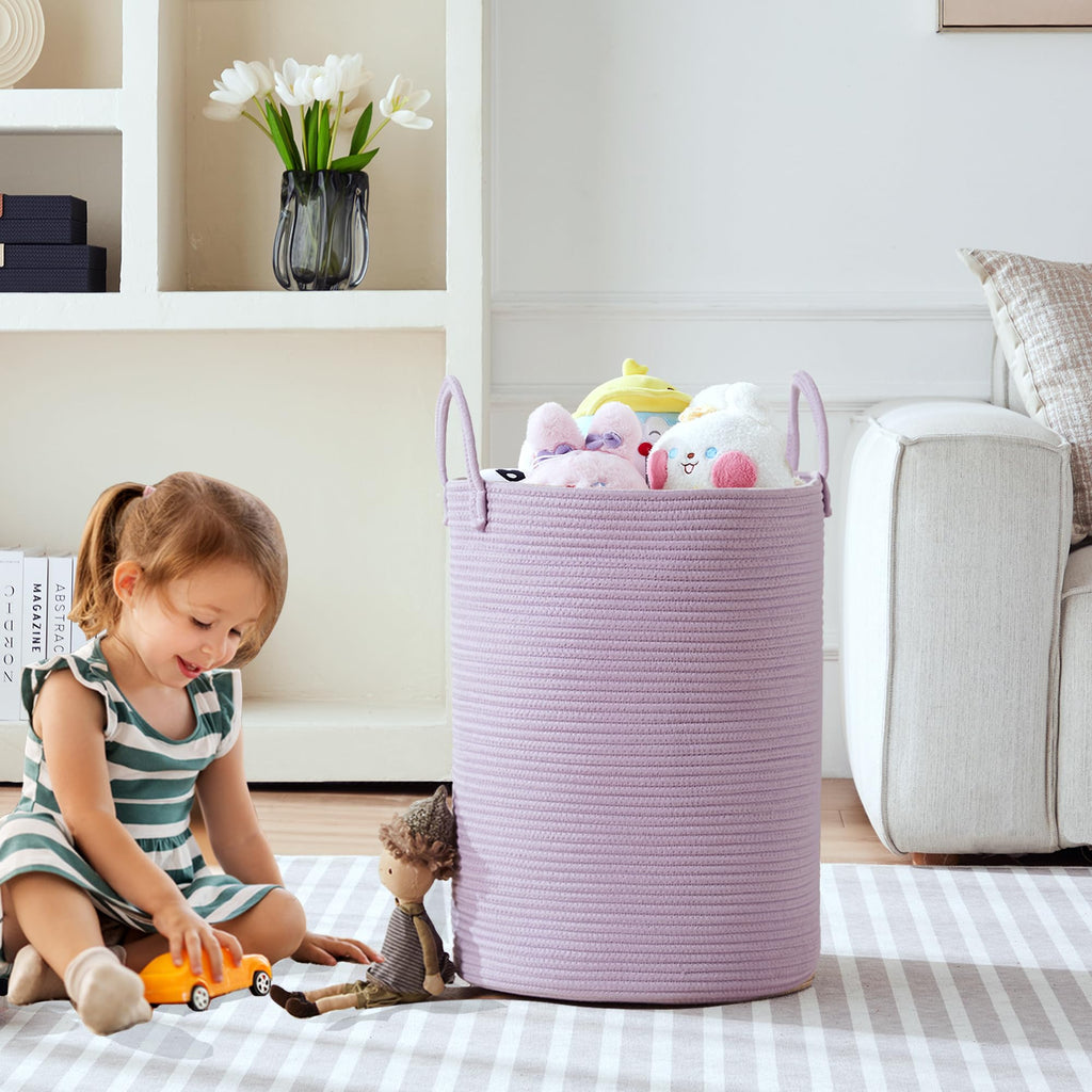 Purple Laundry Basket Hamper 60L Tall Lavender Hamper for Kids