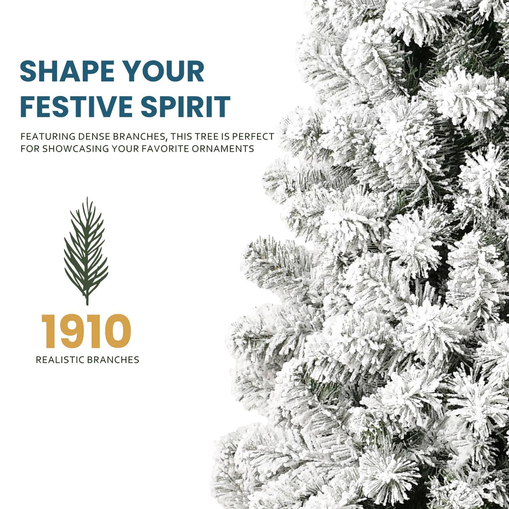 9ft Flocked Artificial Christmas Tree, Unlit Snowy