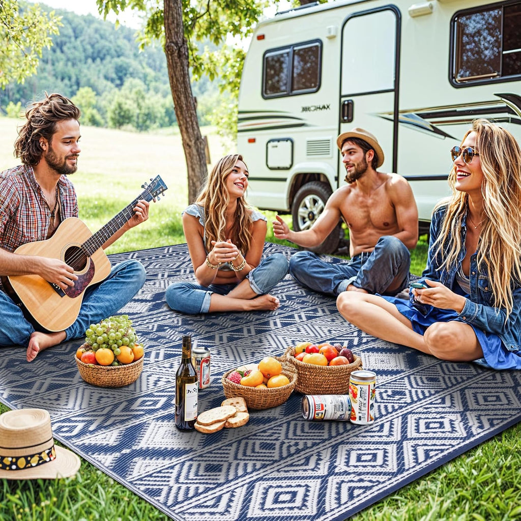 Waterproof Outdoor Rug 8x10 ft, Reversible Plastic Straw Patio Camping Rugs, Outdoor Indoor RV Mat Carpet, Outside