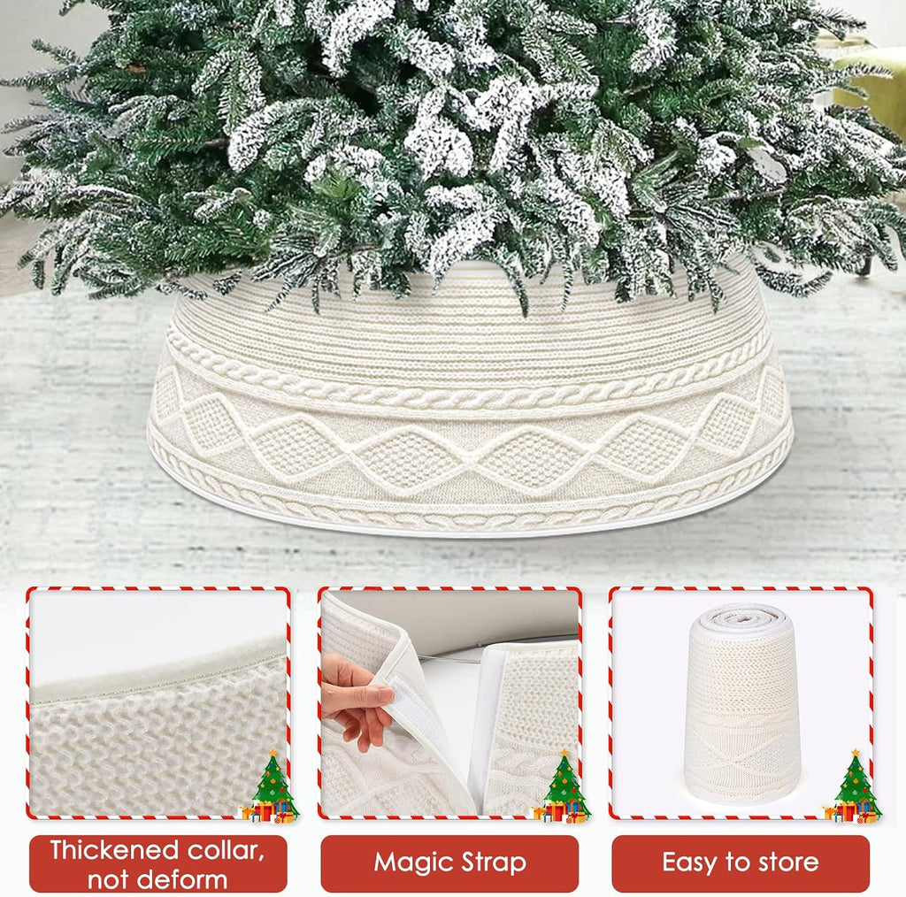 Christmas Tree Collar, 30'' Knit Xmas Tree Collar, Christmas Tree Collars for Artificial Trees, 11" Extra Tall Tree
