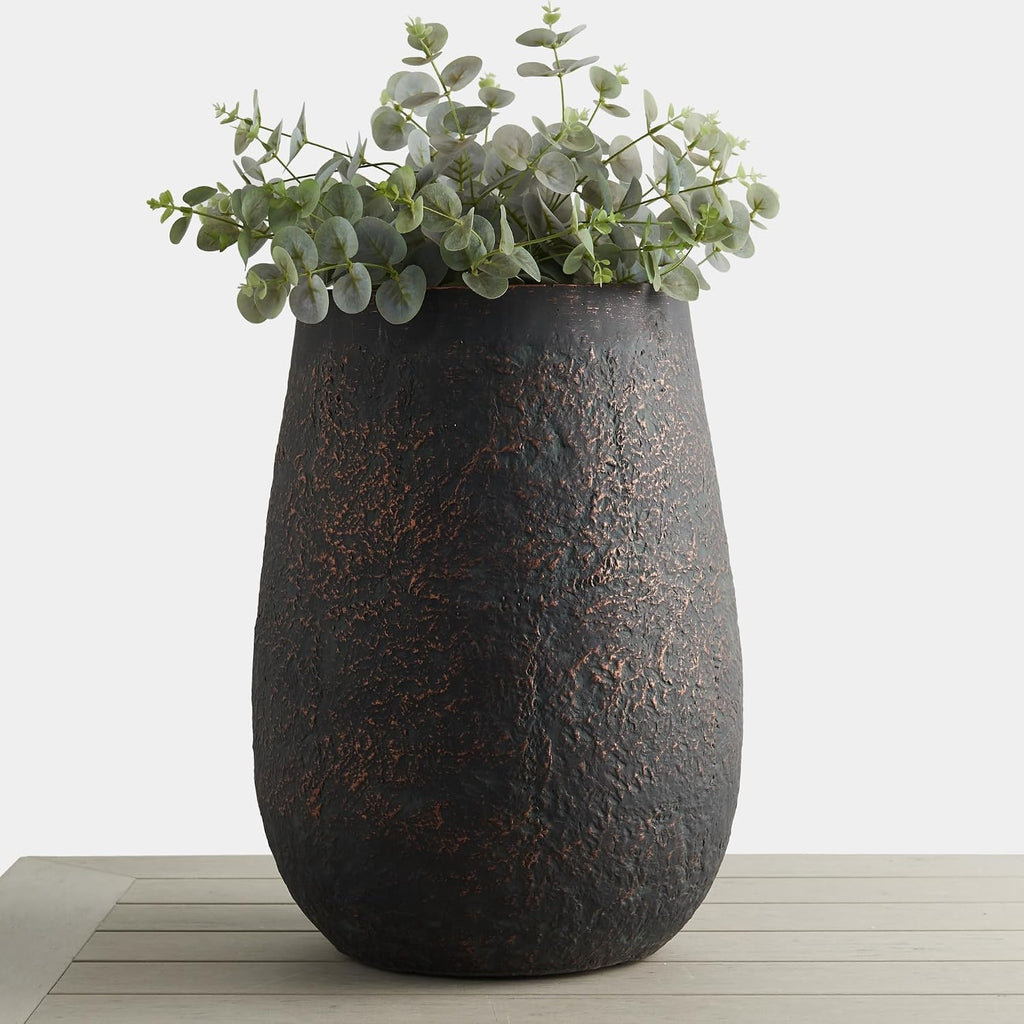 19.7" Heavy-Duty Concrete Planter with Drainage Hole for Outdoor Indoor | Handcrafted, Large Decorative Flower Pot