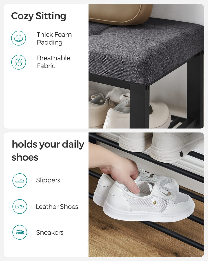 Shoe Bench, Storage Bench, Entryway Bench with Cushion