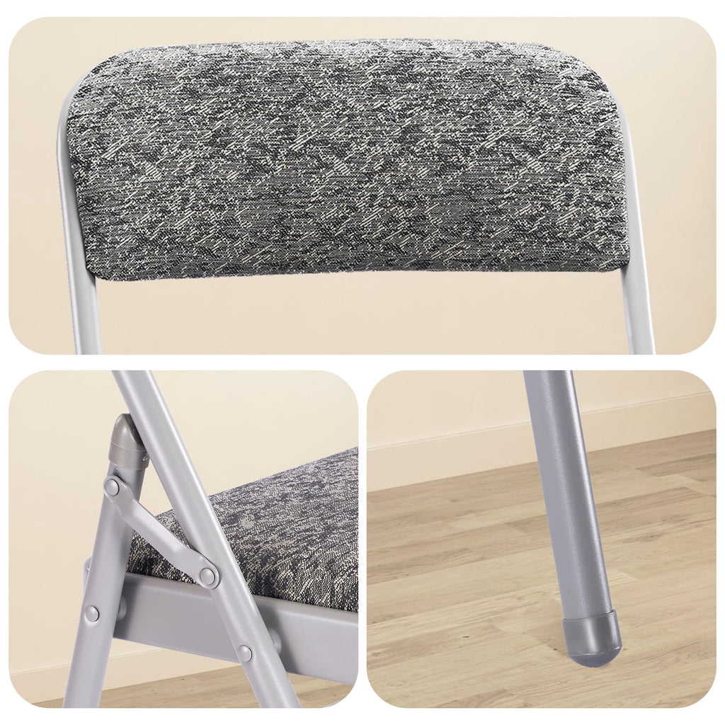 4 Pack Folding Chairs with Fabric Padded Cushion and Back, Commercial Grade Metal Chairs with Fabric Cushion, for