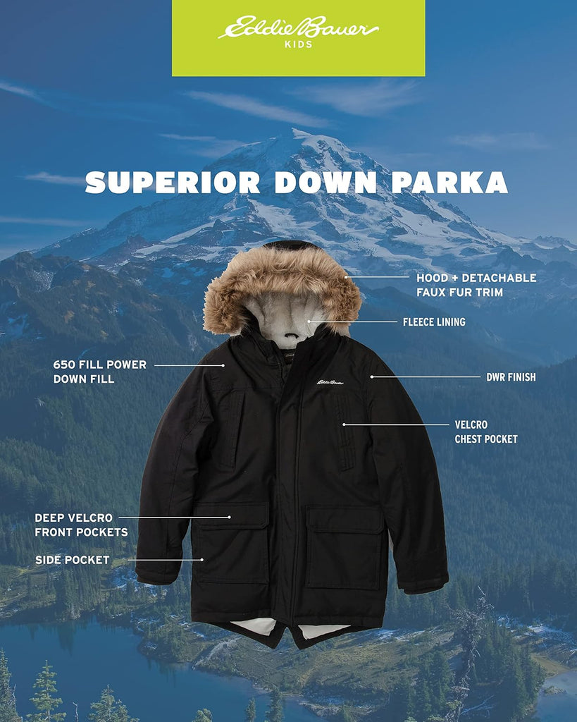 Boys' Winter Coat - Waterproof Heavyweight Down Parka Jacket with Faux Fur Hood (3-20)