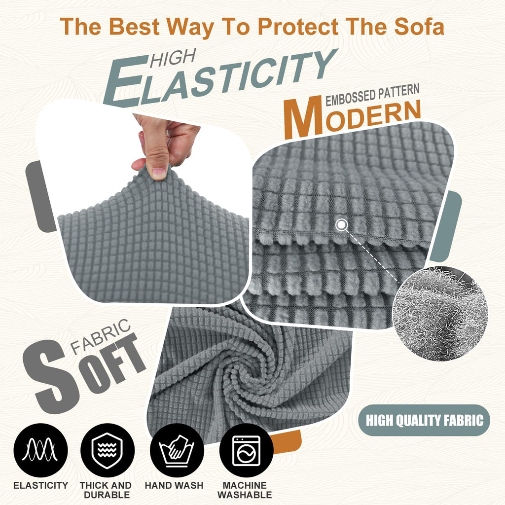 Stretch Couch Covers for Sofa Washable, Large, Light Grey