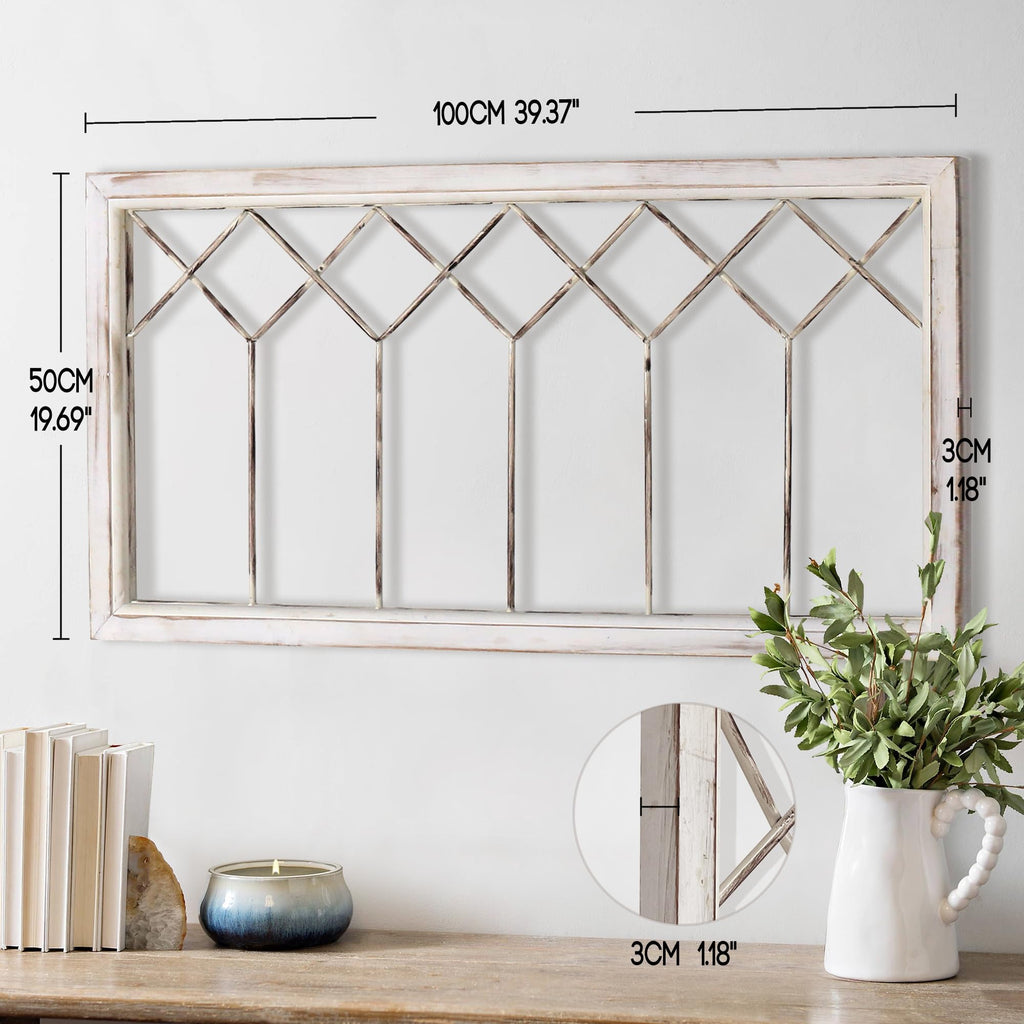 Wood Window Frame Wall Art, 39"x 20" Rustic Wall Decor