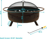Sunnydaze Cosmic 42-Inch Large Outdoor Fire Pit - Heavy-Duty Round Wood-Burning Steel Firepit