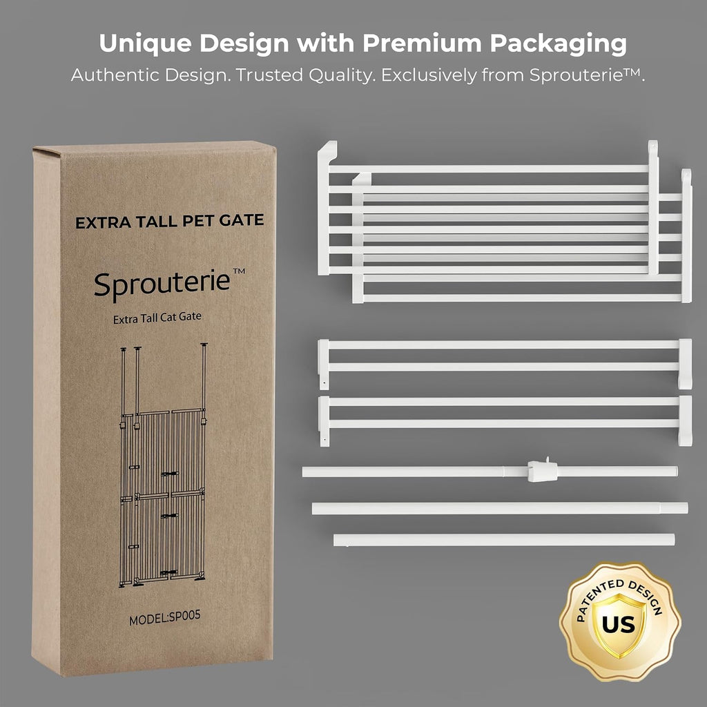 Extra Tall Cat Gate for Doorway: 74.8"-90.5" Tall Cat Gates for Pet 30.3"-38.2" Wide Pressure Mount No Wall Drilling
