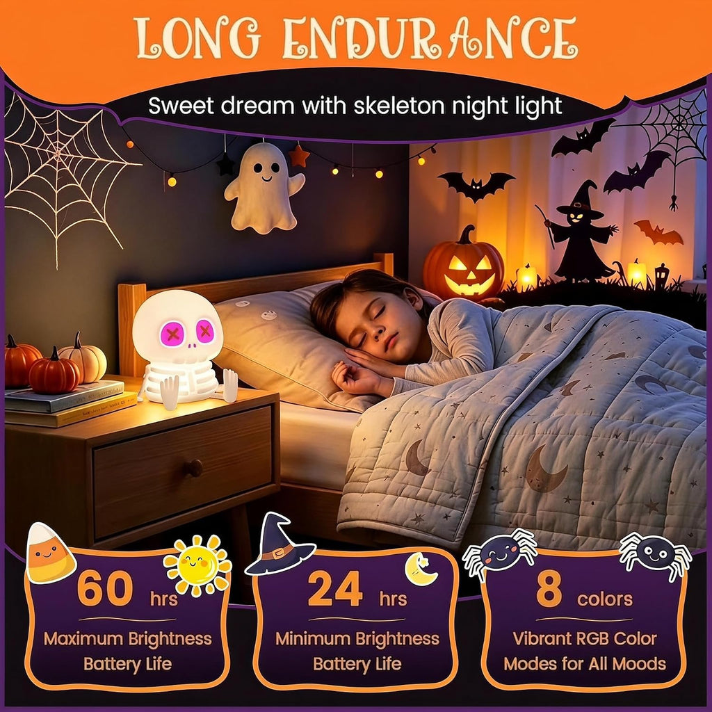 Skeleton Skull Lamp, Halloween Decor Gift, Kids Night Light Toy