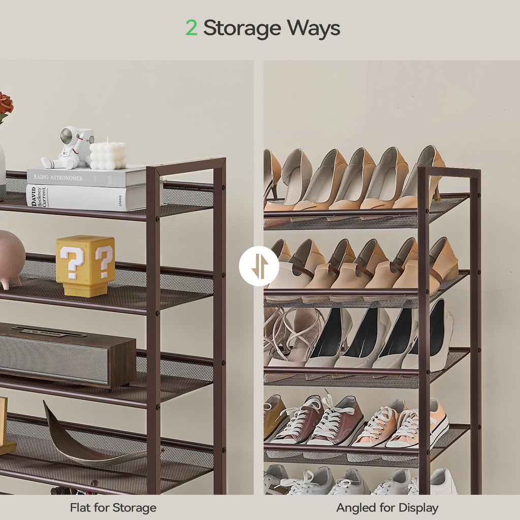 Shoe Rack, Long Shoe Organizer, Max Holds 62 Pairs, 10 Tier Metal Shoe Storage Shelf, 5-Tier Stackable Shoes Organizer