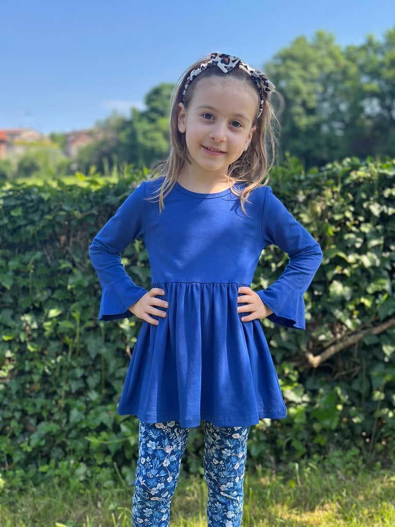 Girls 2 Piece Outfits Fall Peplum Top with Floral Print Pants