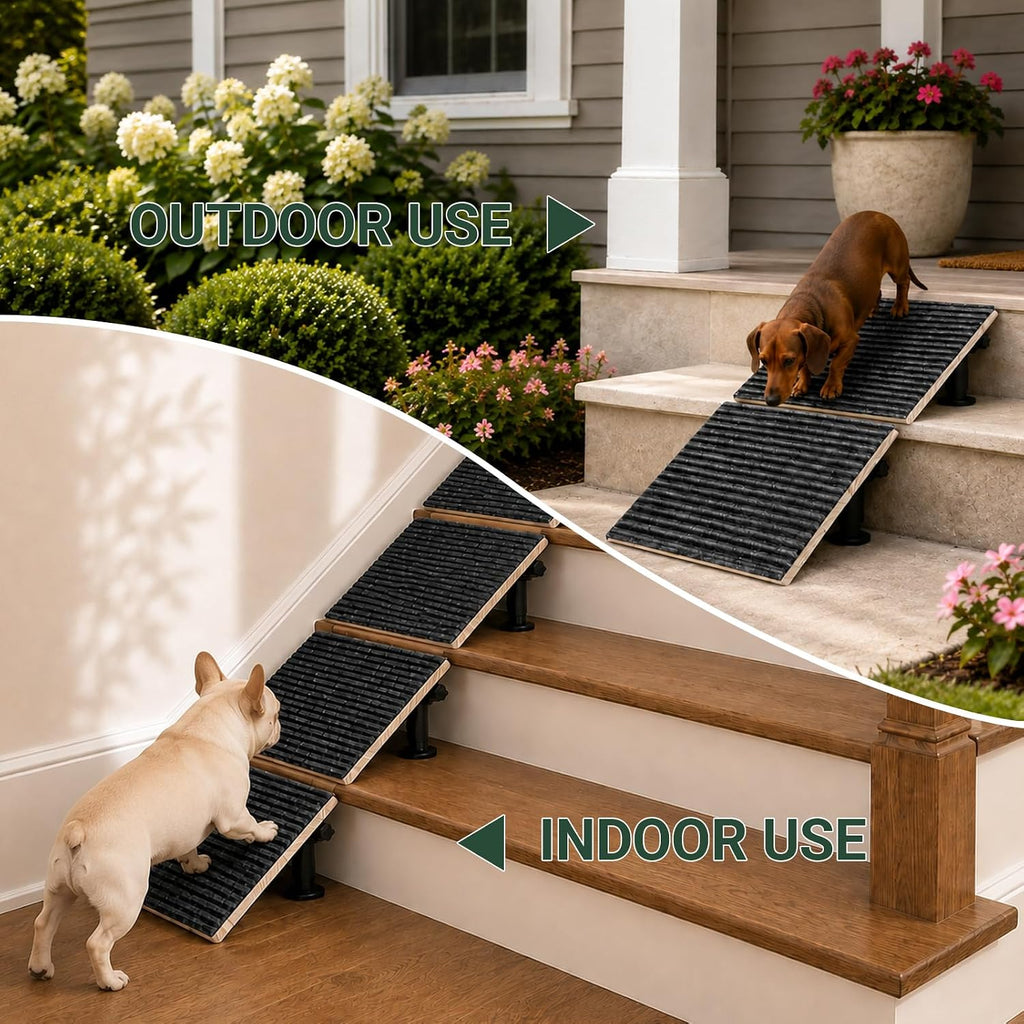 Adjustable Dog Ramp for Stairs - Non-Slip Steps for Senior Dogs