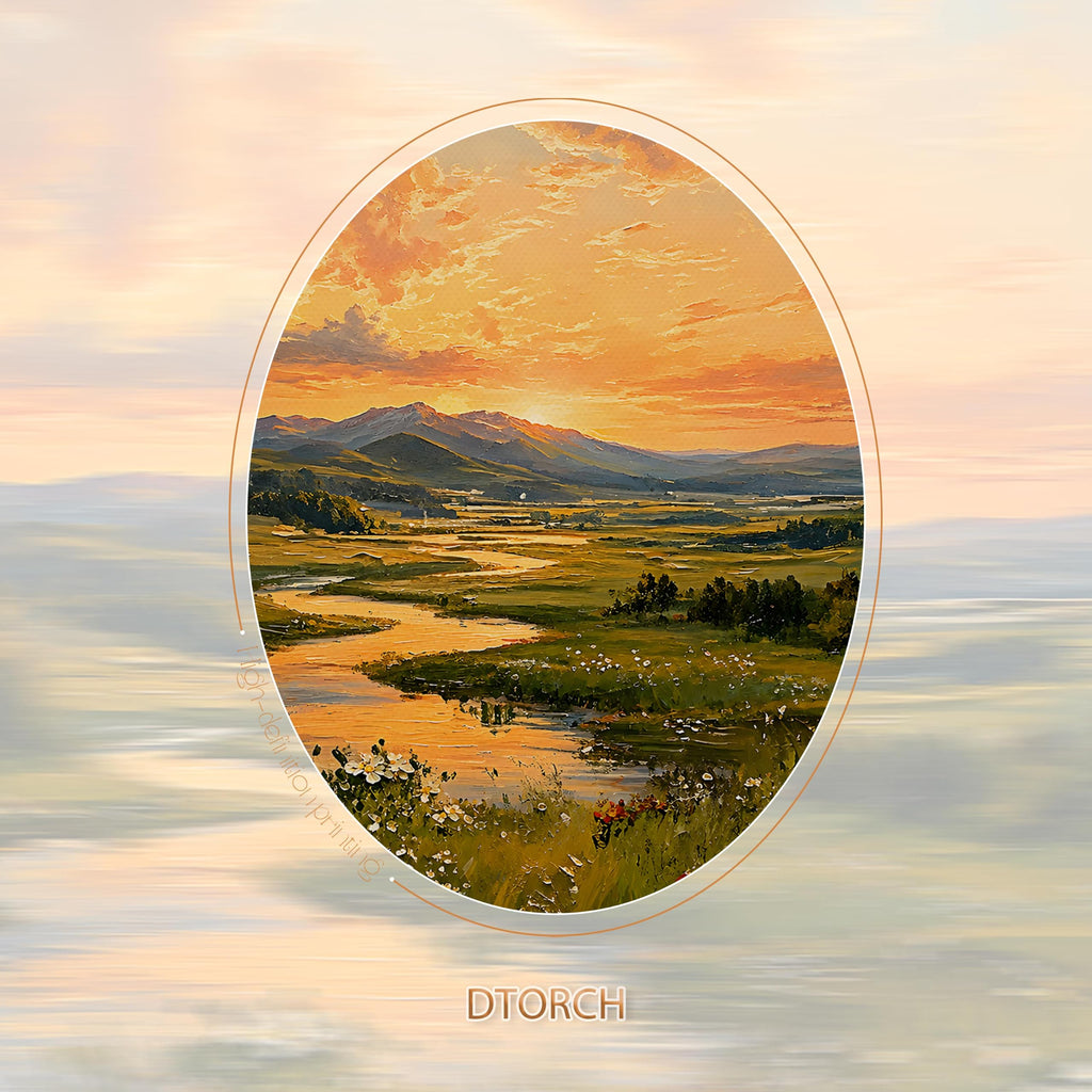 Gold Framed Vintage Landscape Wall Art Set of 3, Sunset Wildflower Meadow Picture Wall Decor, Rustic Farmhouse Nature