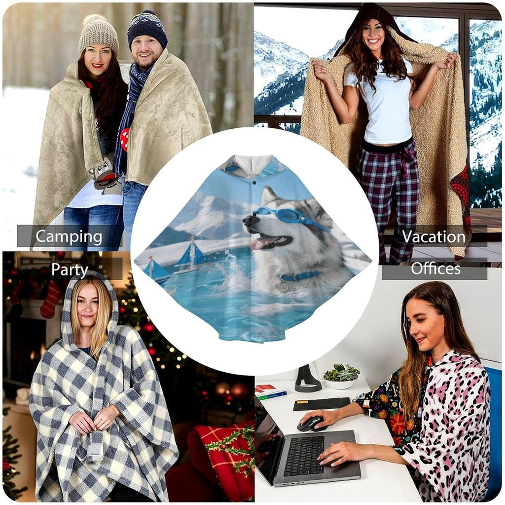 Alaskan Pool Majesty Wearable Blanket Hoodie Flannel Hooded Blanket | Sweatshirt Oversized Cozy Sweater Gift