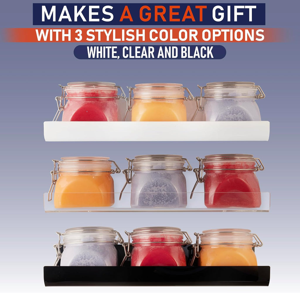 Clear Acrylic Floating Wall Shelves, Pack Inch Wall Bookshelf for Kids, 5 mm Acrylic Rack, Shower, or Nursery.