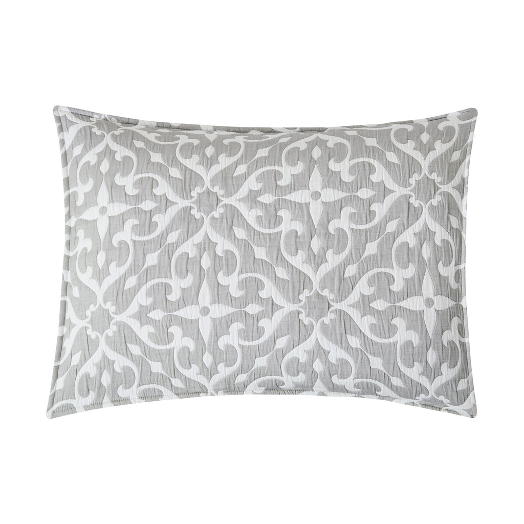 Gray & White Medallion Jacquard Reversible Bed 3 Piece Quilt Elegant 50% Cotton 50% Polyester Coverlet Bedding