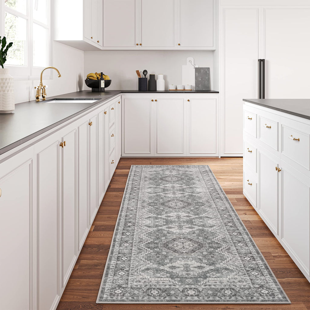 2'6"x8 Runner Rug Non Slip, Washable Rug Runners s Grey