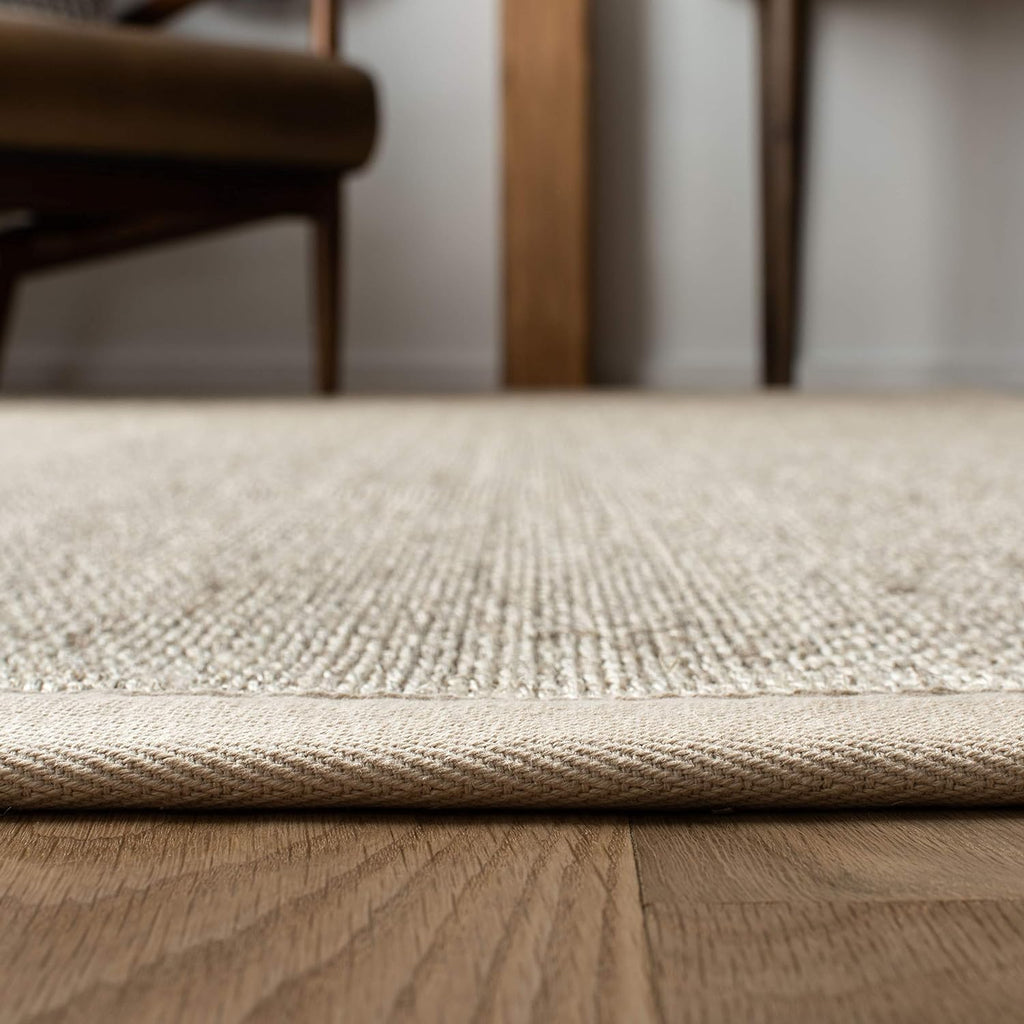 Area Rug 9x12 - Natural Fiber - Large - Marble & Beige, Sisal, Woven Design with Border