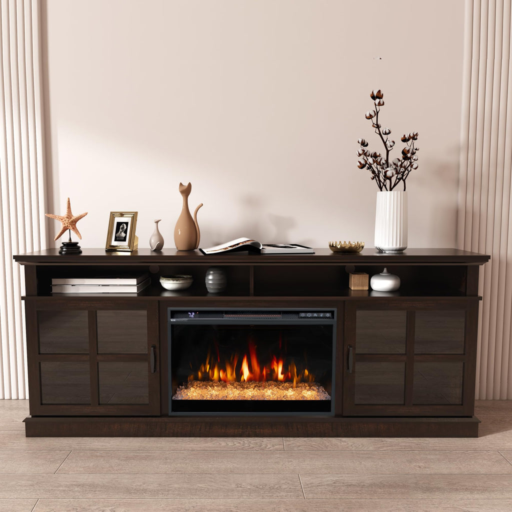 OxharkFlame 26in Electric Fireplace Inserts Wall Mounted Recessed Crystal