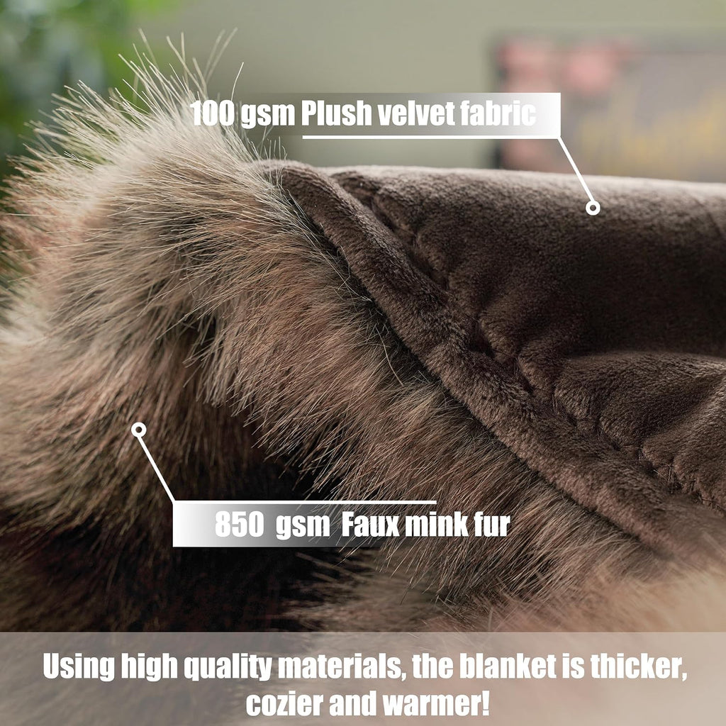 Faux Mink Fur Blanket Luxury Fur Throw Blanket Sofa Fluffy Blanket Super Warm Elegant Cozy Fuzzy Throw Blankets for