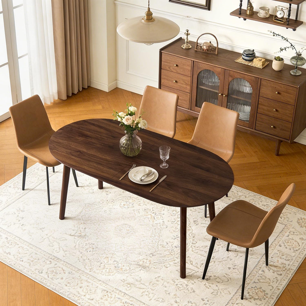 63" Oval Dining Table Set for 4 with Solid Wood Legs