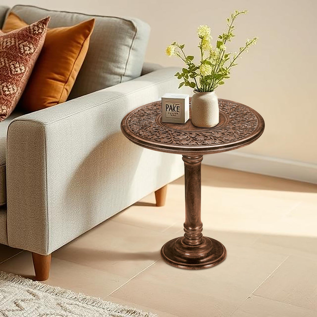 SideTable in Solid Wood With Hand Carving, End Table, Livingroom Table 18x22