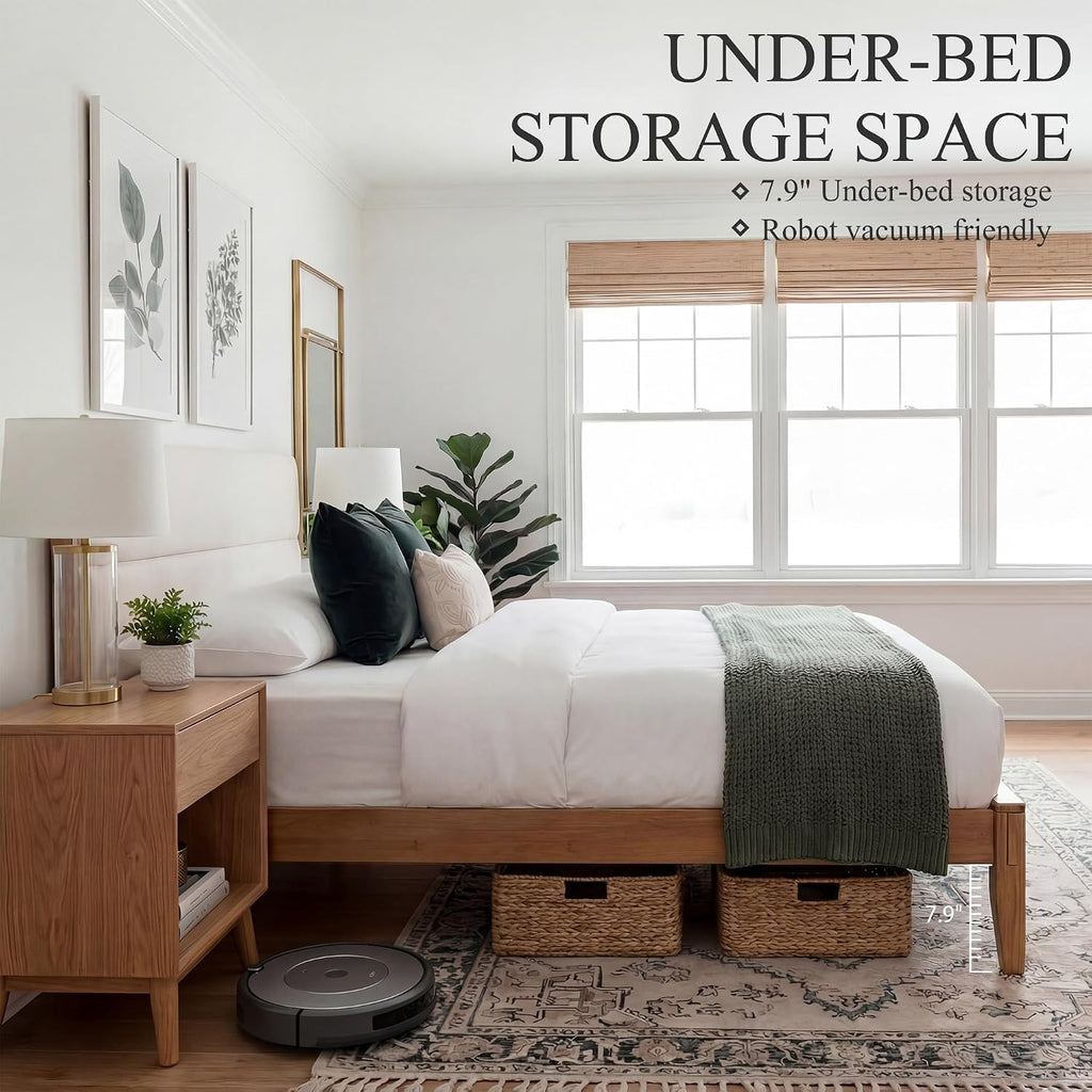 Joinery Inspired Solid Bamboo Bed Frame with Headboard